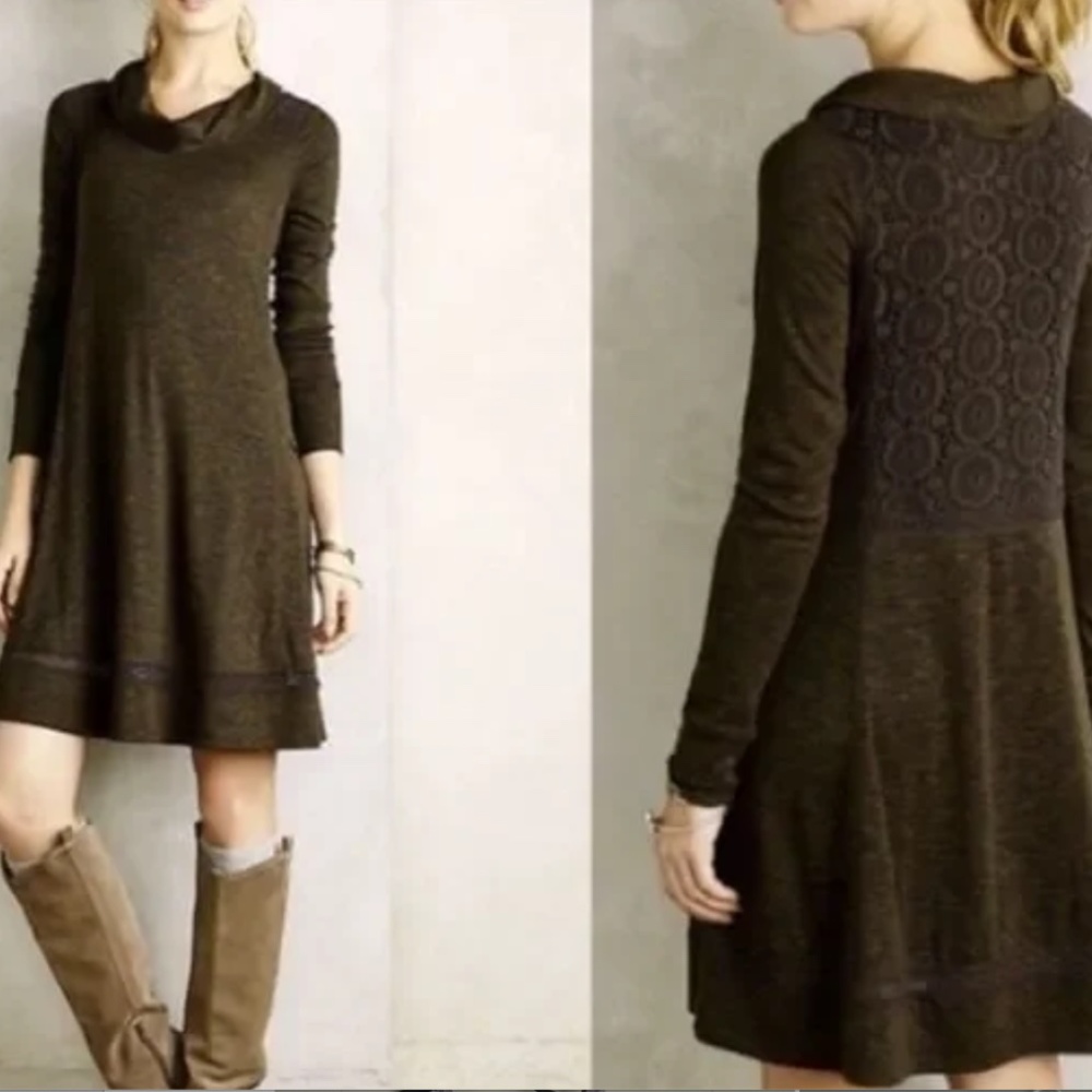 Anthropologie, Saturday Sunday, Green Cowl Neck Dress Size M